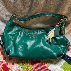 Green leather Coach purse
